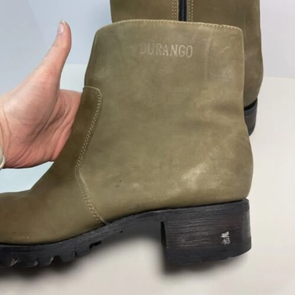 Authentic Durango Boots 7‎ Olive Green Lug Zipper Mens Size 12 D Work Boots